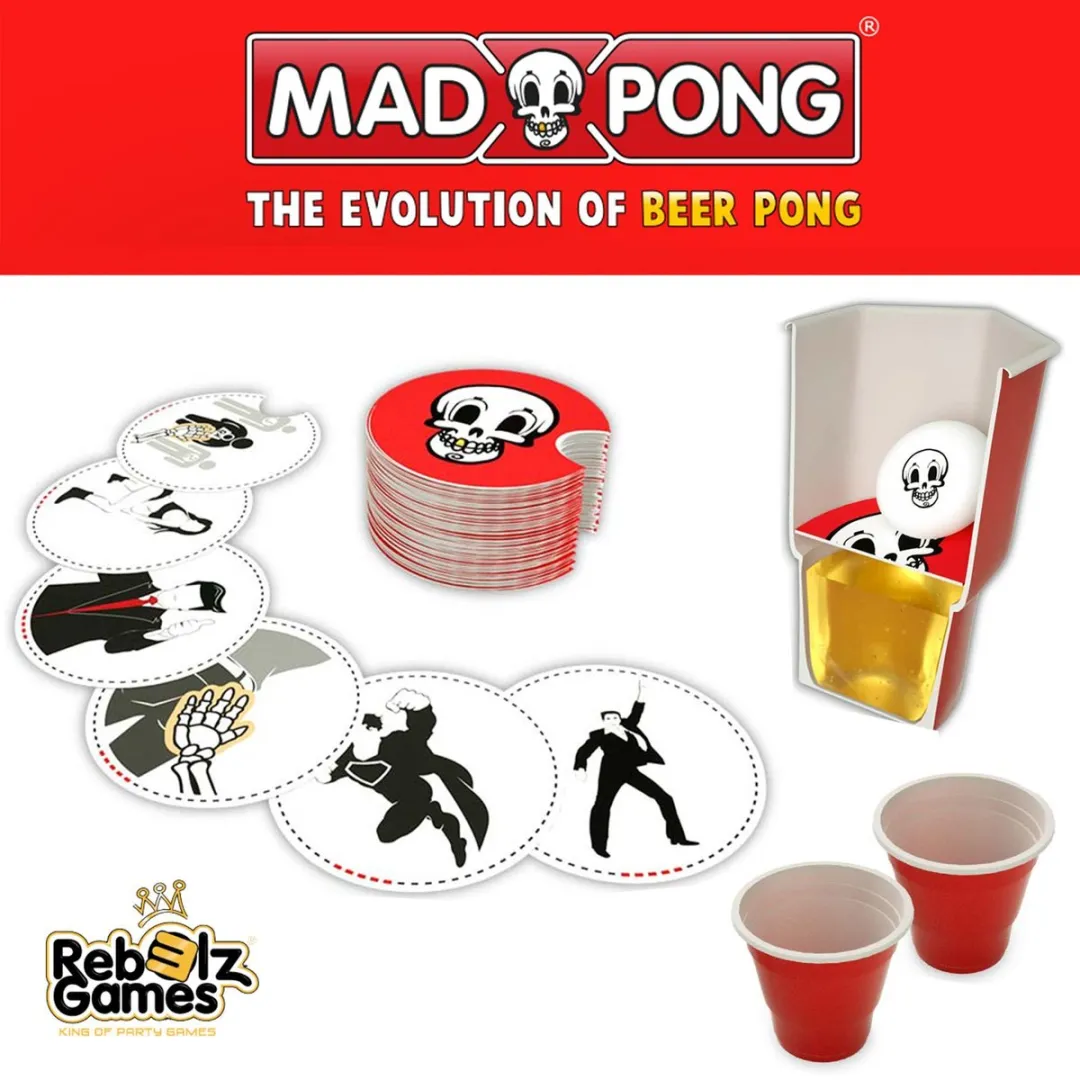 MadPong - Beer pong 2.0 - Party Bier pong - Drankspel - Spelletjes voor volwassenen - Beer pong - red cups - shot cups inbegrepen