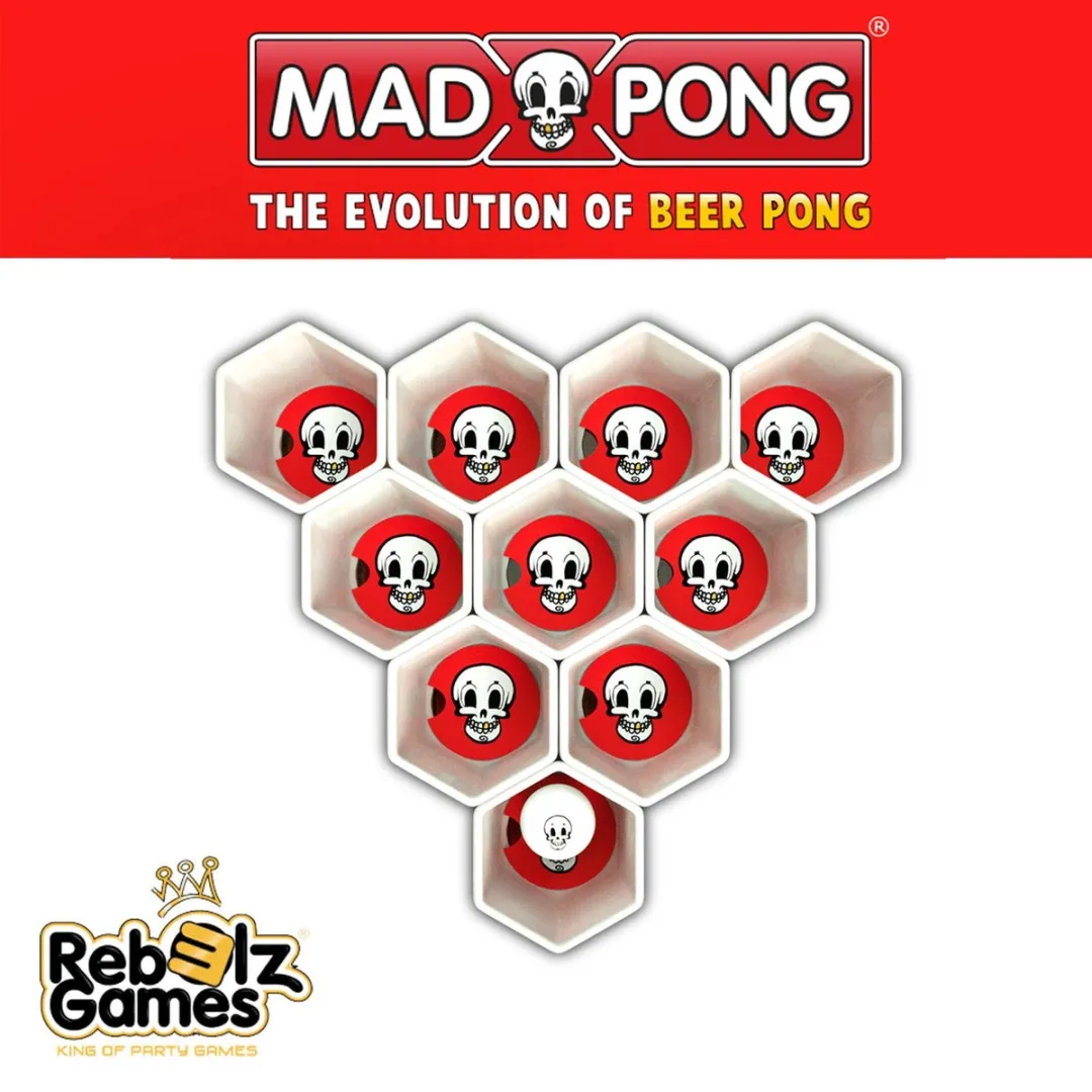 MadPong - Beer pong 2.0 - Party Bier pong - Drankspel - Spelletjes voor volwassenen - Beer pong - red cups - shot cups inbegrepen