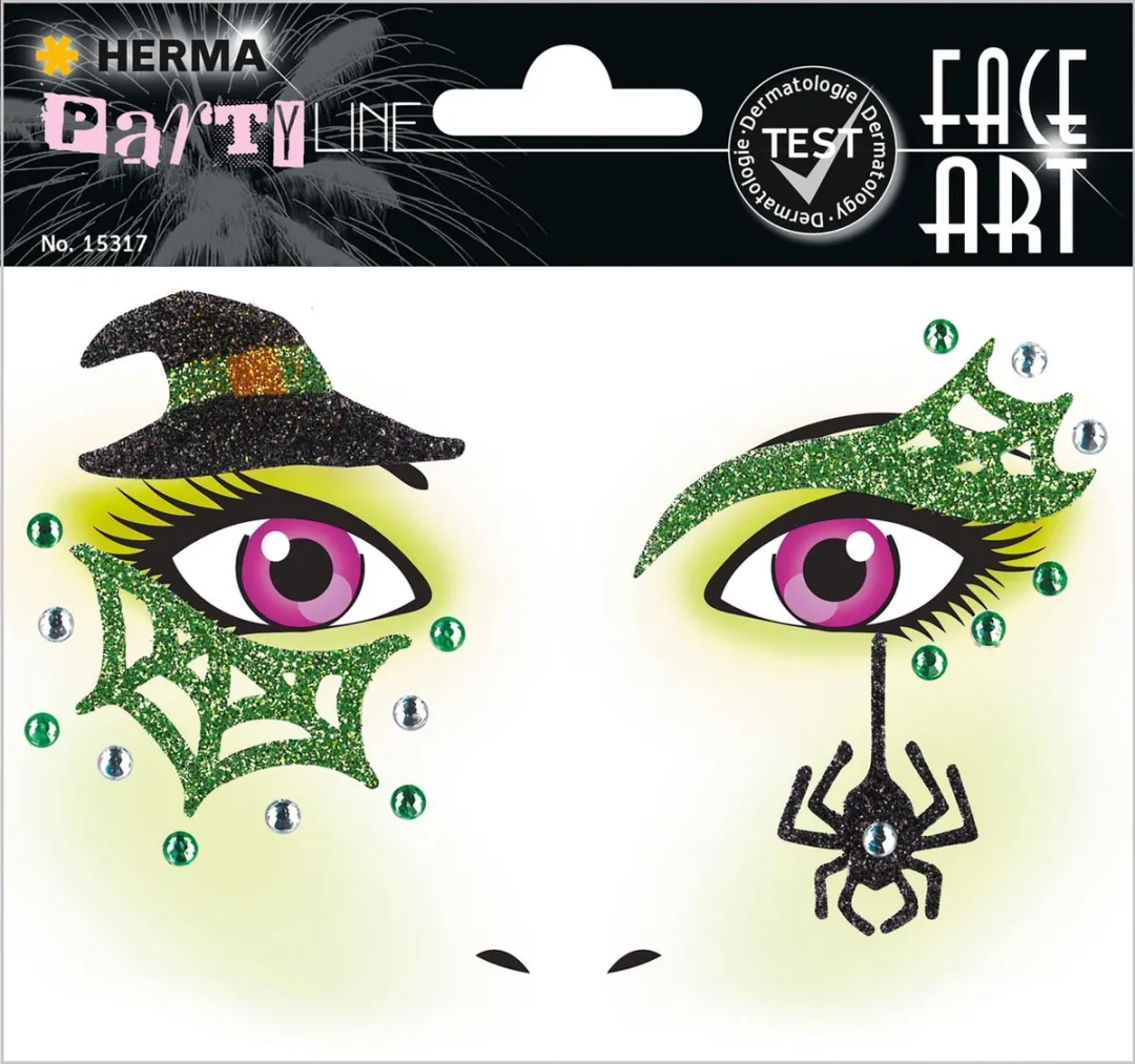 Herma Halloween Gezichtstickers Heks - Multi 12x13cm