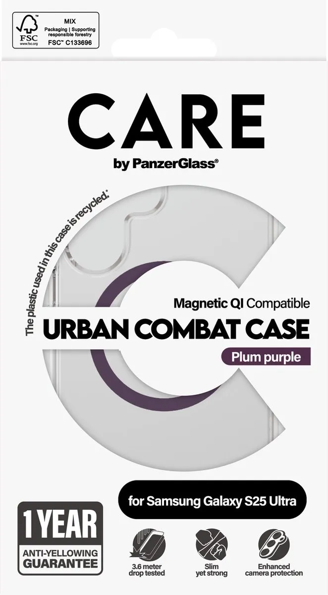 PanzerGlass Case Care Flagship Urban Combat Purple Qi - Samsung Galaxy S25 - 1 Stuks