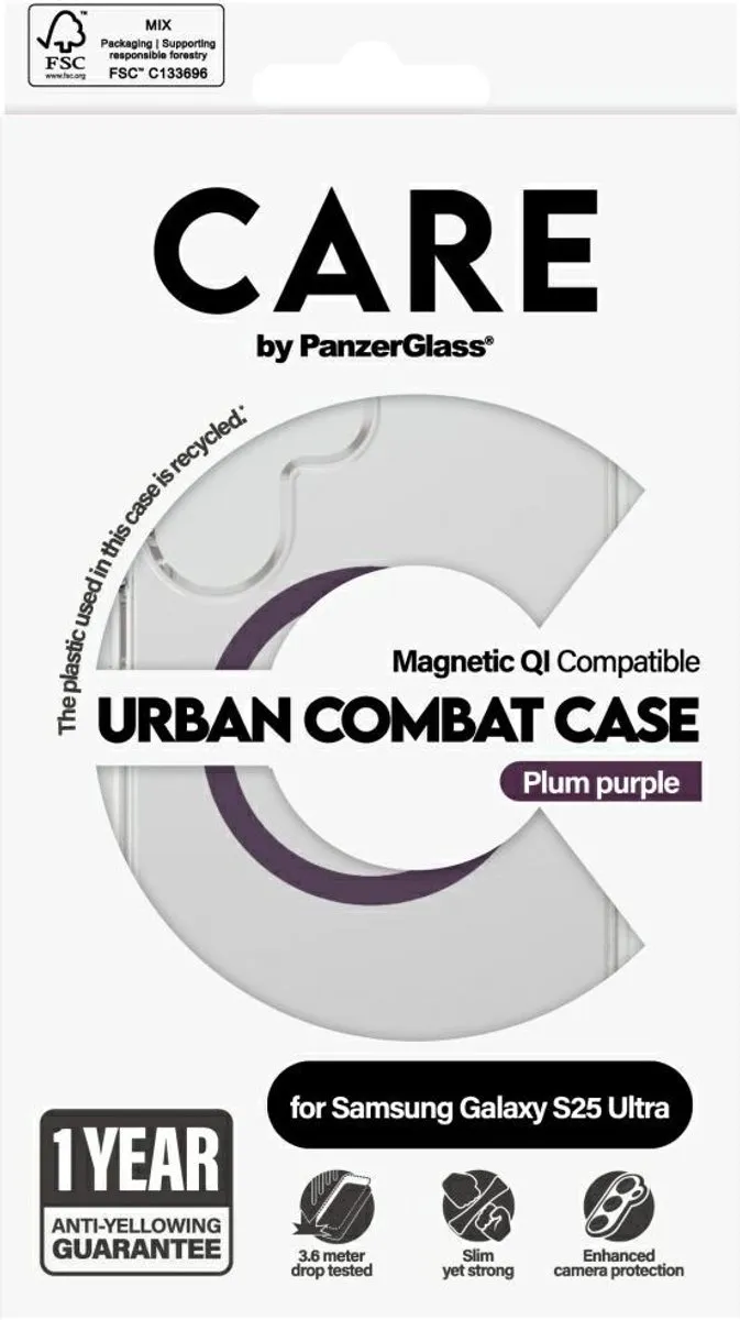 PanzerGlass Case Care Flagship Urban Combat Purple Qi - Samsung Galaxy S25 - 1 Stuks