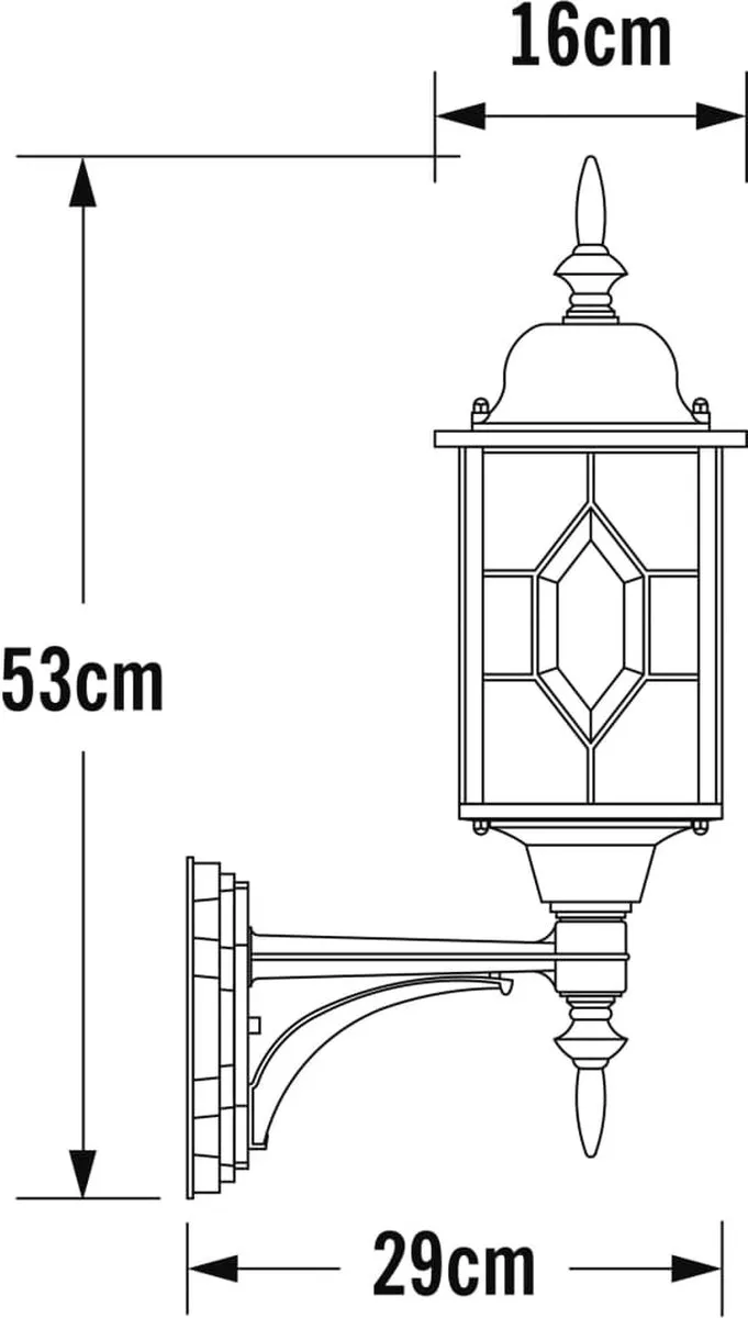 Konstsmide Milano Wandlamp 53cm - Zwart/zilver - E27