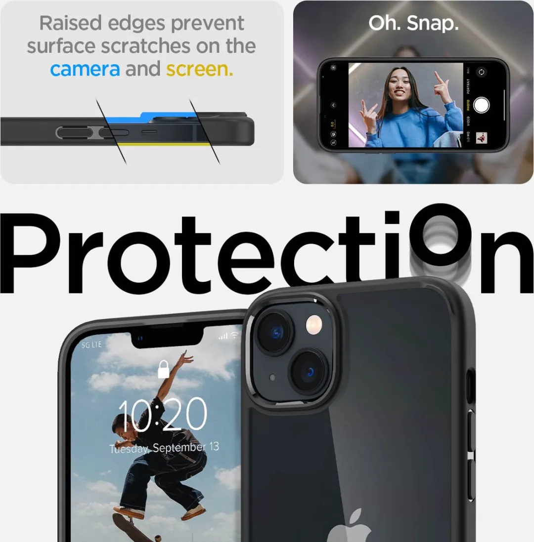 Spigen Ultra Hybrid Case ACS05041 iPhone 14 - Mat Zwart - afbeelding 6 van 6