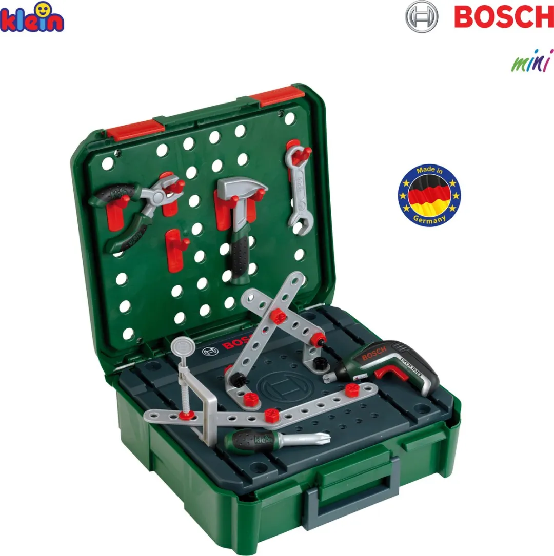 Klein Toys Bosch Werkbankkoffer Ixolino - Groene/Rode Set - 2x AAA