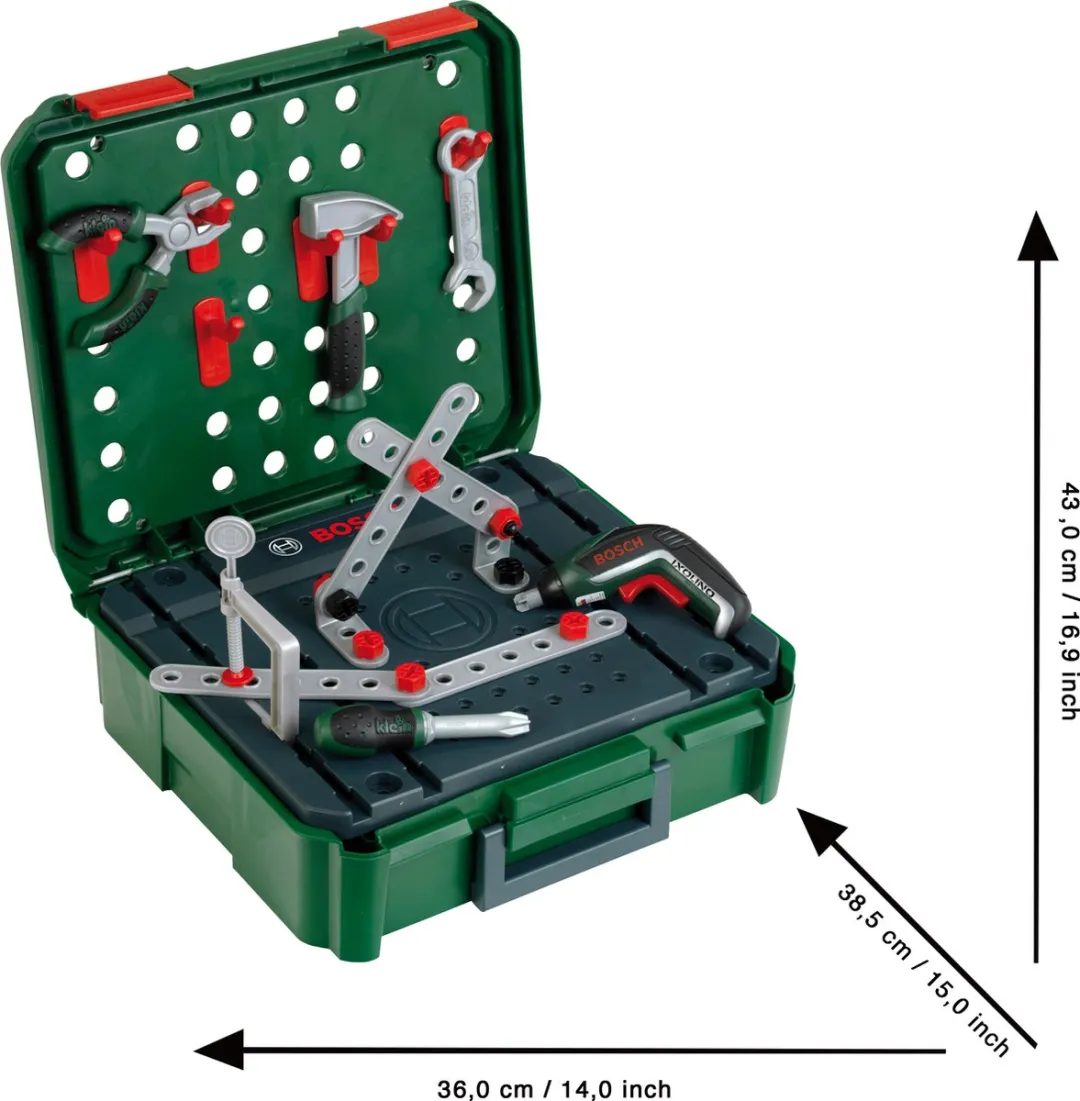 Klein Toys Bosch Werkbankkoffer Ixolino - Groene/Rode Set - 2x AAA