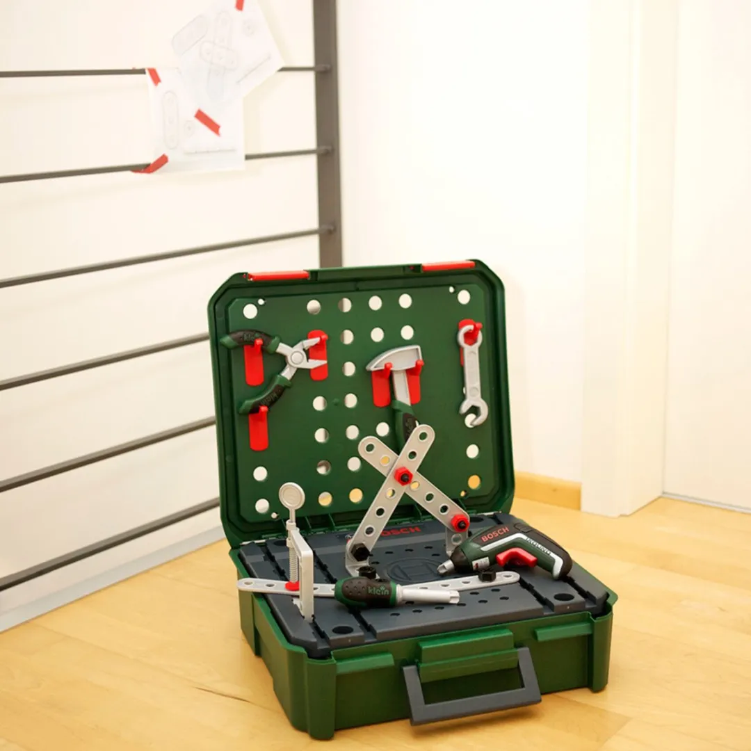 Klein Toys Bosch Werkbankkoffer Ixolino - Groene/Rode Set - 2x AAA