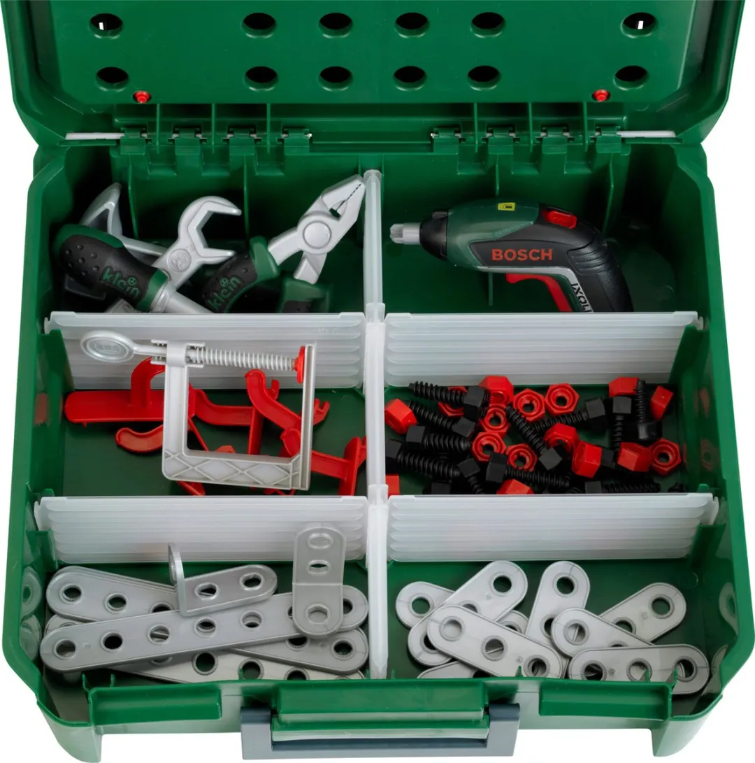 Klein Toys Bosch Werkbankkoffer Ixolino - Groene/Rode Set - 2x AAA