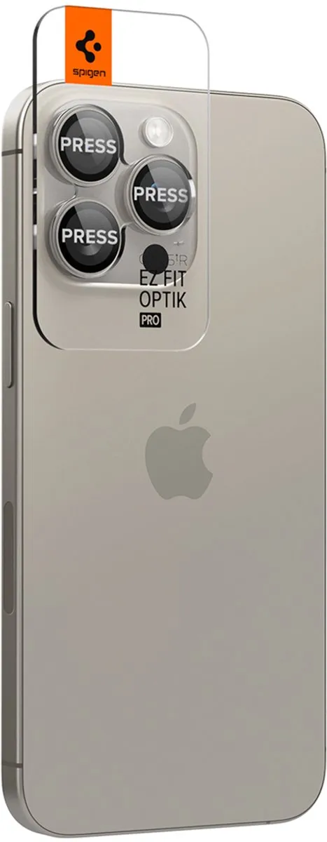 Spigen GlasTR EZ Fit Optik Pro Camera Lens Protector - iPhone 15 Pro Duo Pack - Titanium