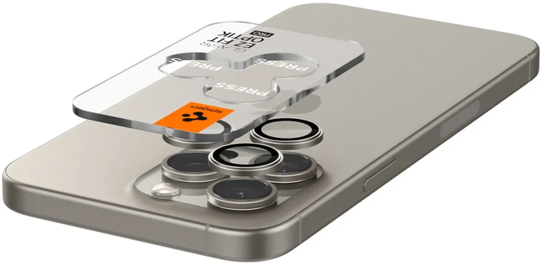Spigen GlasTR EZ Fit Optik Pro Camera Lens Protector - iPhone 15 Pro Duo Pack - Titanium