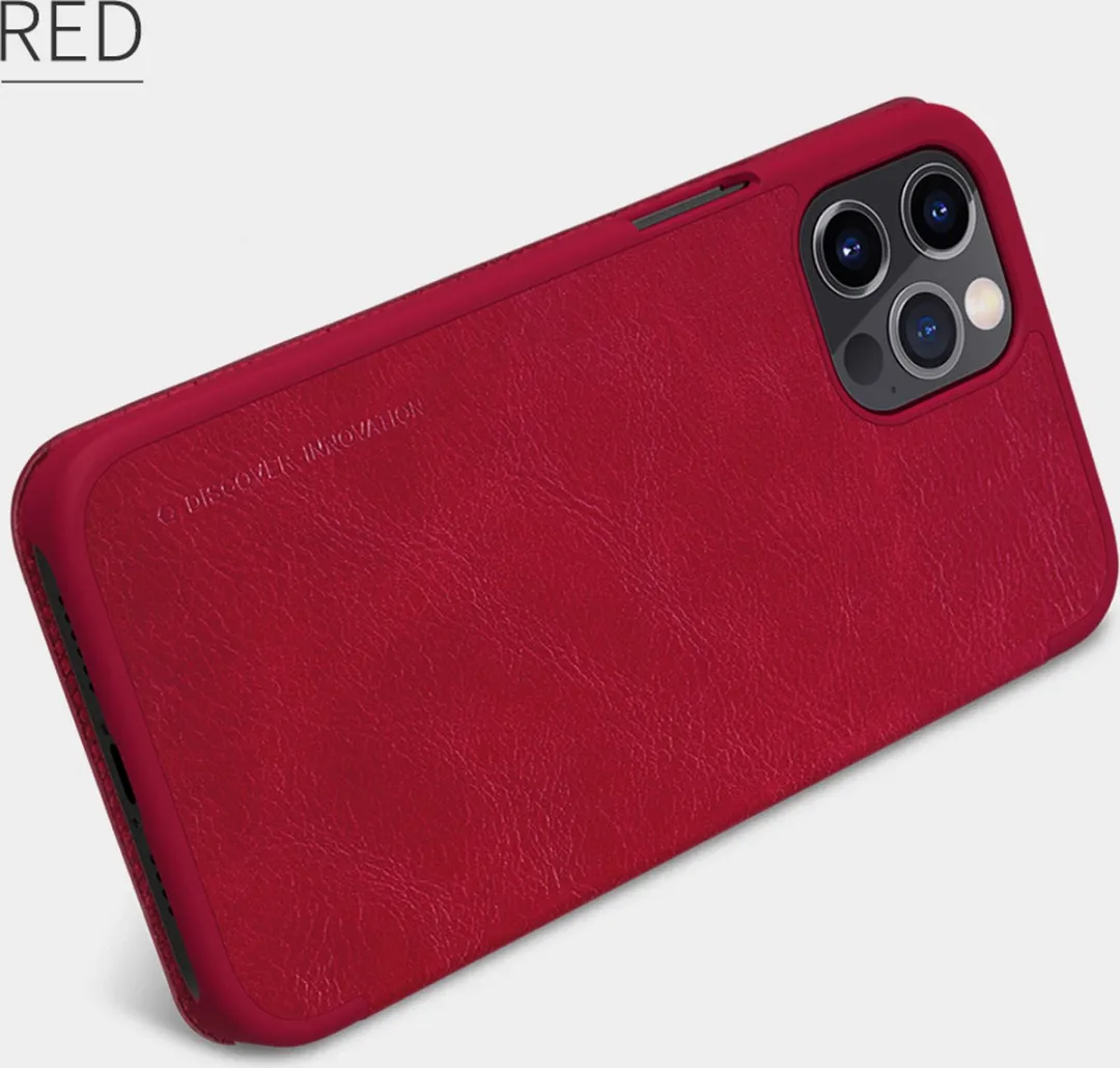 Nillkin Qin Leather Case iPhone 12 Pro Max - Rood - 2 Pasjes