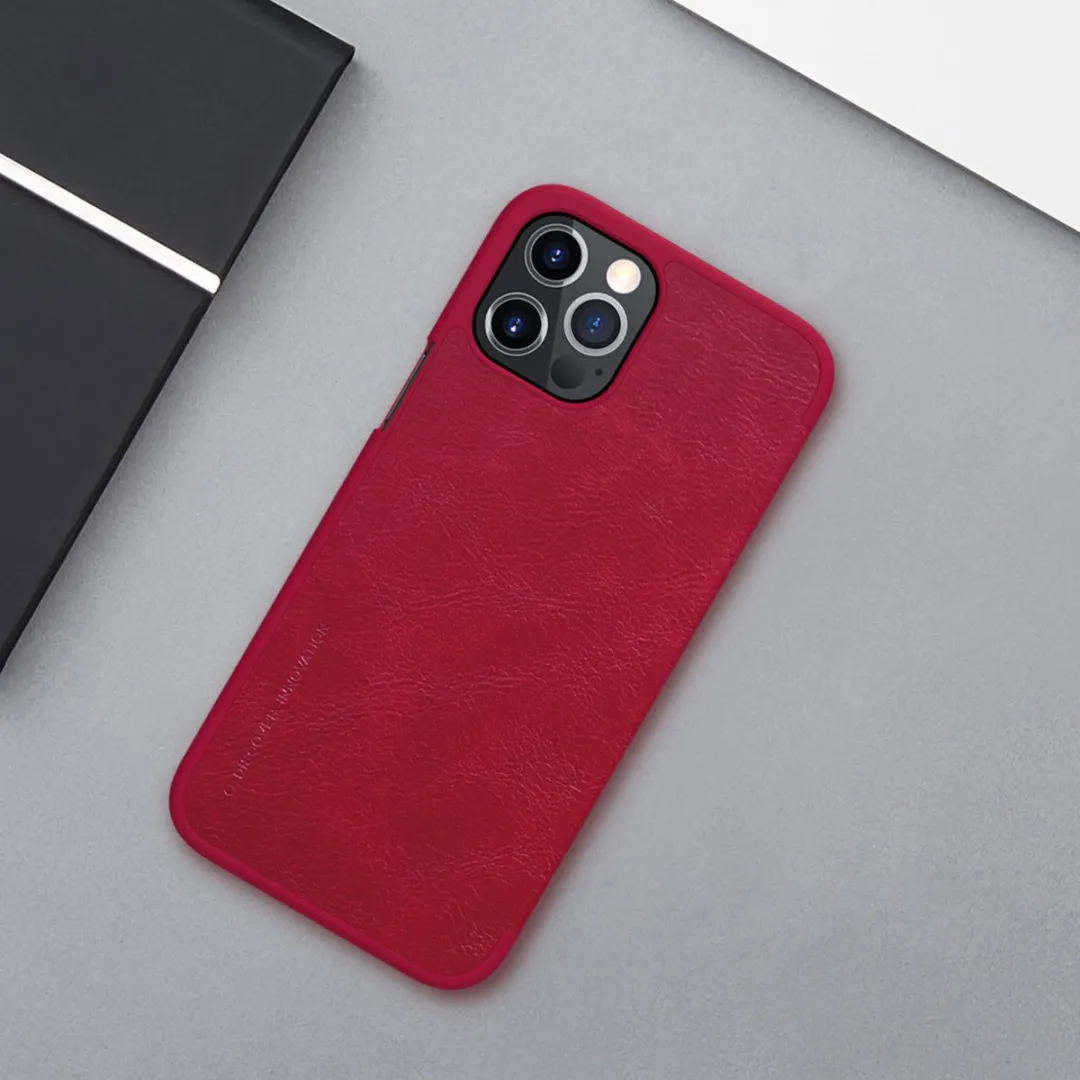 Nillkin Qin Leather Case iPhone 12 Pro Max - Rood - 2 Pasjes