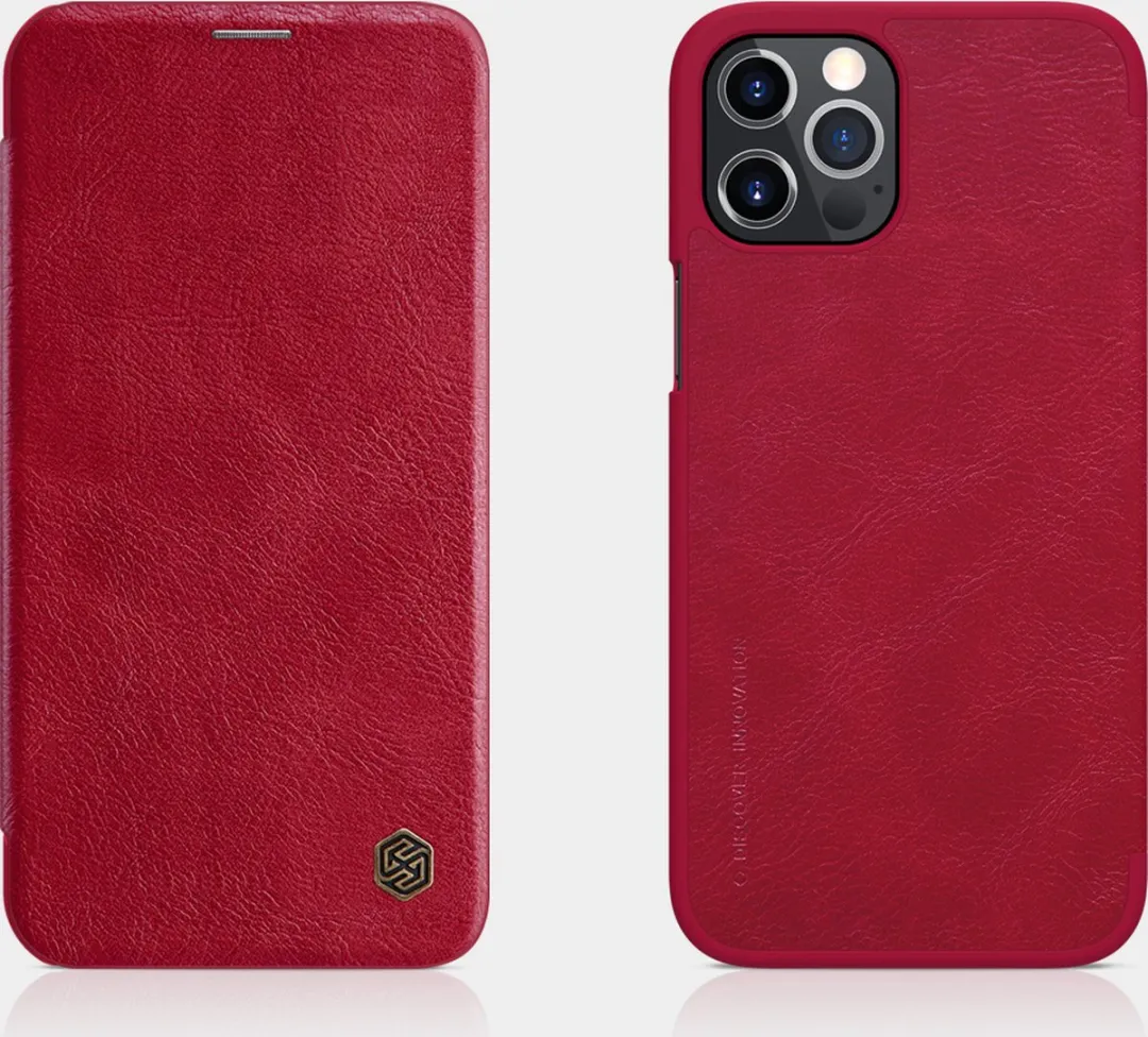 Nillkin Qin Leather Case iPhone 12 Pro Max - Rood - 2 Pasjes