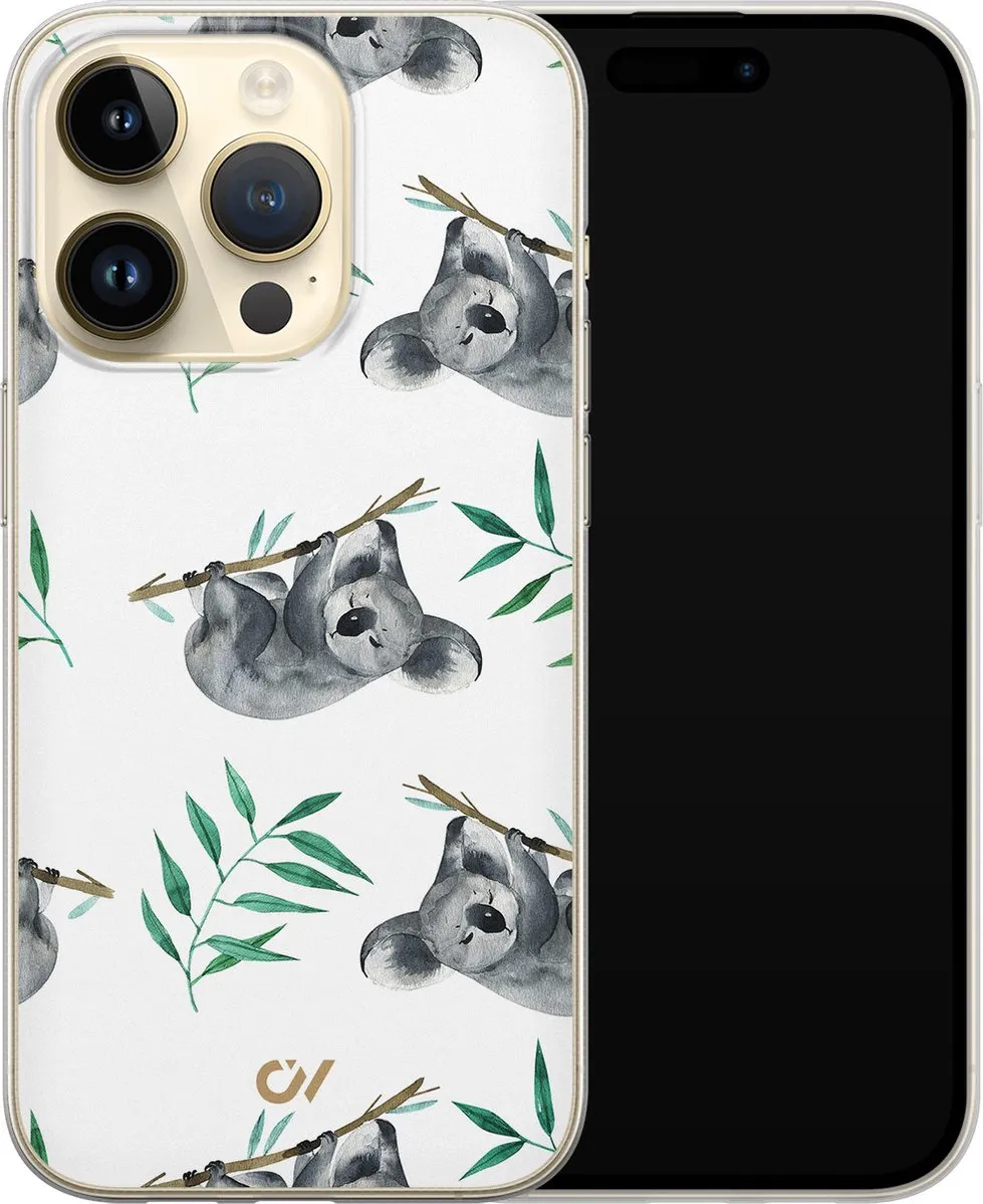 Casevibes Hoesje iPhone 14 Pro A/14P/UV/058 - Koala Print - Wit