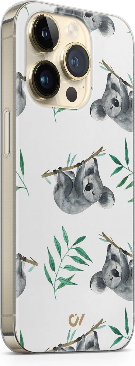 Casevibes Hoesje iPhone 14 Pro A/14P/UV/058 - Koala Print - Wit