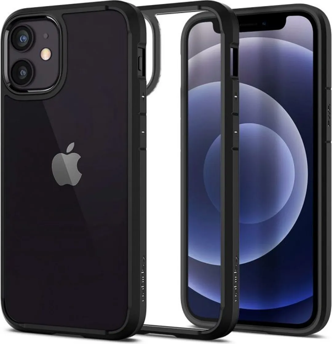 Spigen Crystal Hybrid iPhone 12 Mini Hoesje - ACS01543 - Transparant Zwart