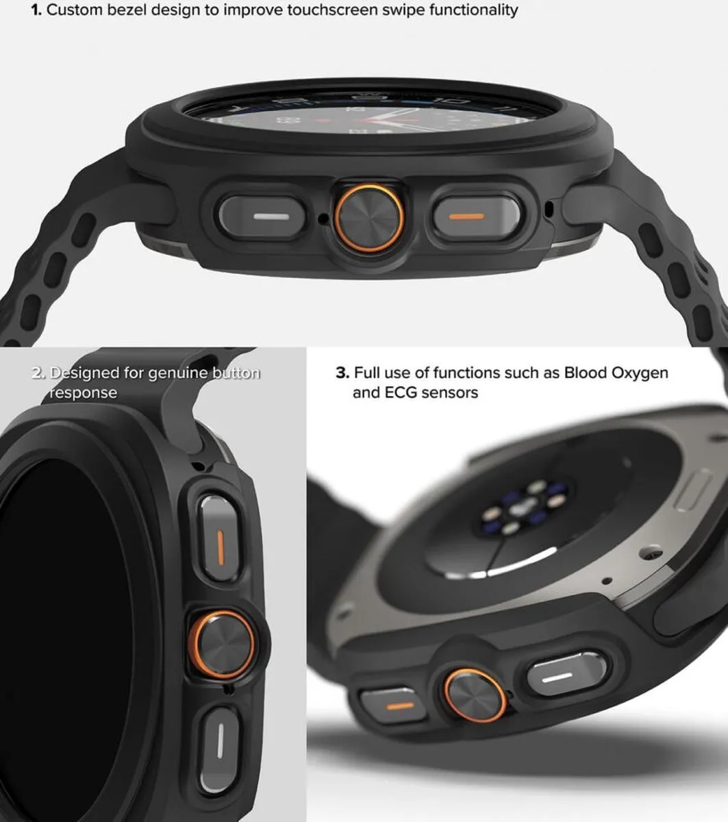 Ringke Slim + Glass Hoesje Screen Protector Samsung Galaxy Watch Ultra 47mm - Matte Zwart