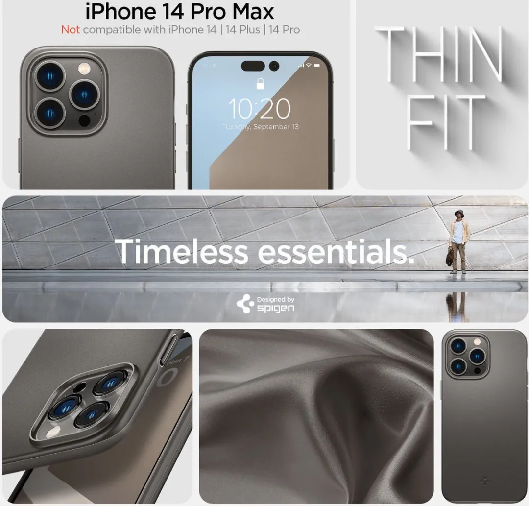 Spigen Thin Fit Hoesje ACS04767 iPhone 14 Pro Max - Grijs - afbeelding 6 van 6