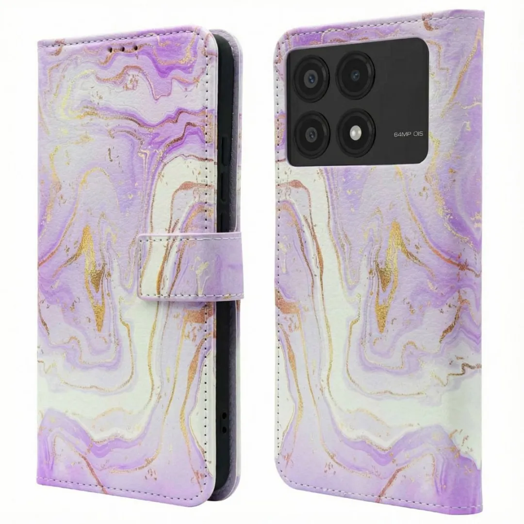 Imoshion Hoesje Xiaomi Poco X6 Pro Purple Marble - 3 Pasjes