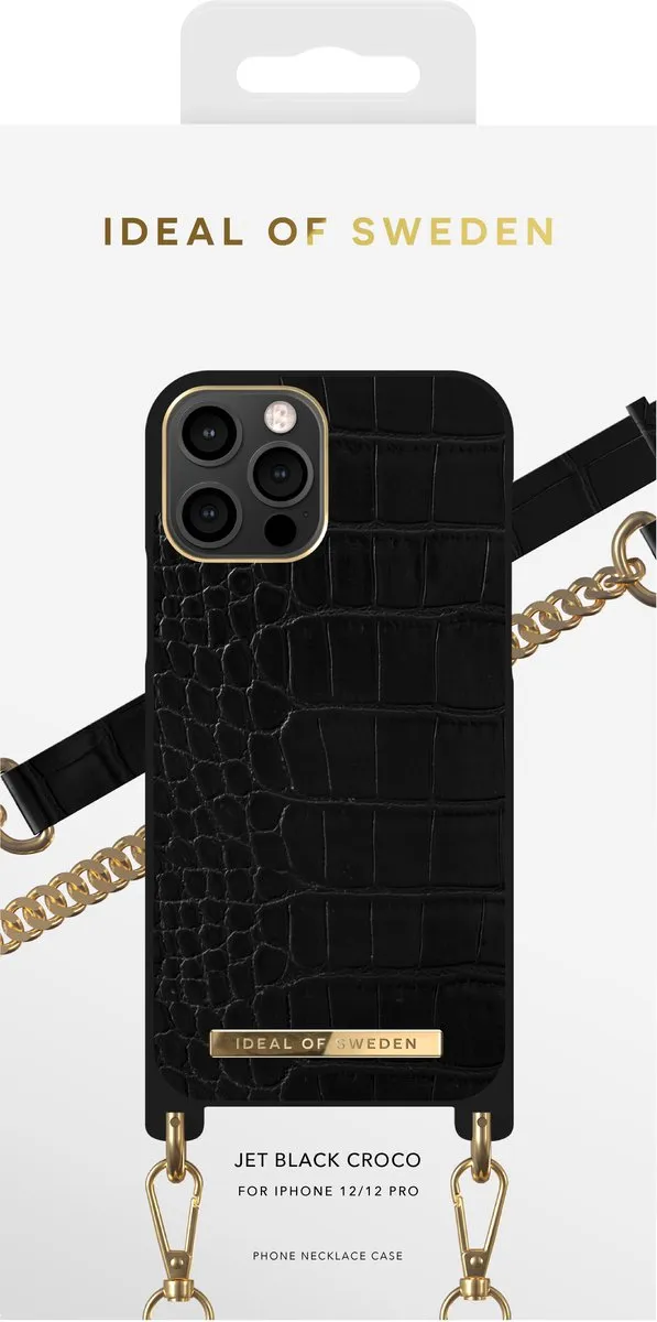 iDeal of Sweden iPhone 12/12 Pro Jet Black Croco Necklace Case