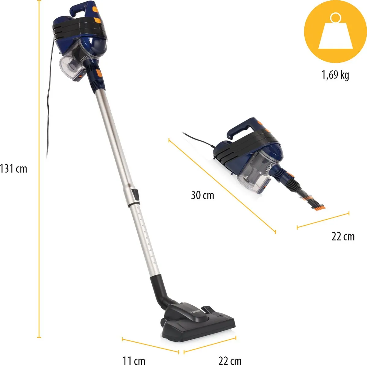Tristar SZ-2318 Steelstofzuiger 600W Blauw - afbeelding 6 van 6
