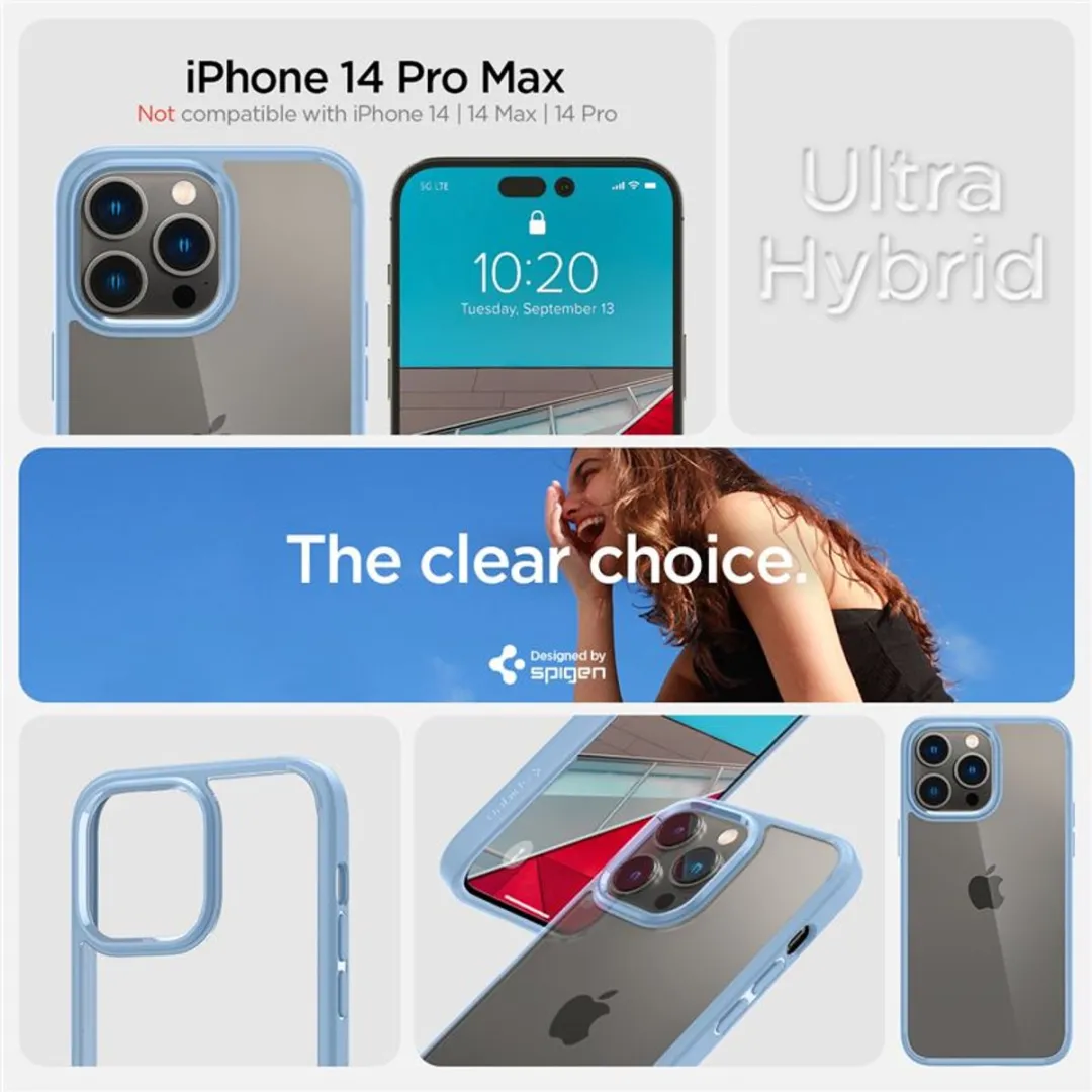 Spigen Crystal Hybrid iPhone 14 Pro Max Hoesje - Blauw