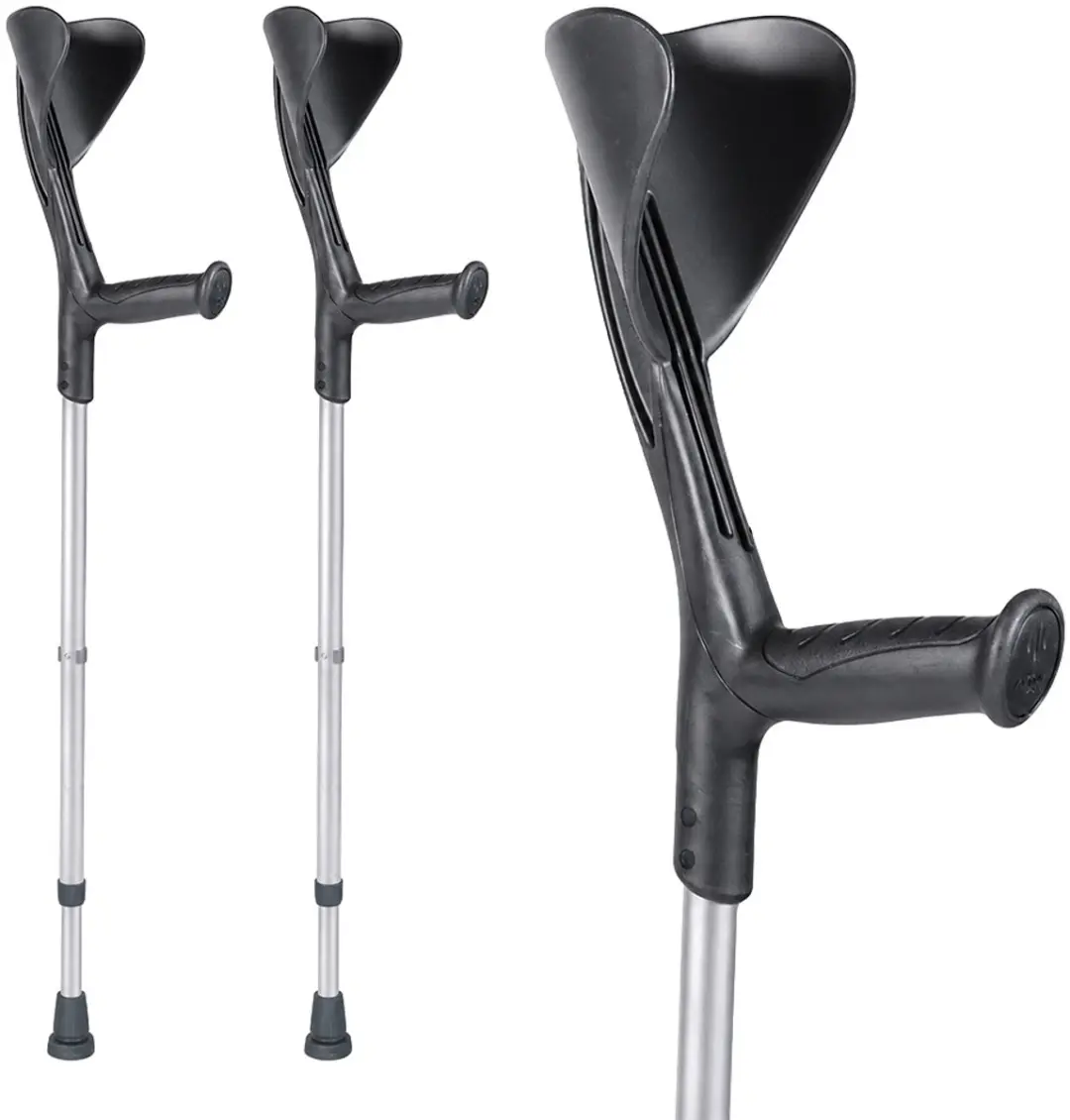 Advance elleboogkrukken met flexibele doppen, zwart