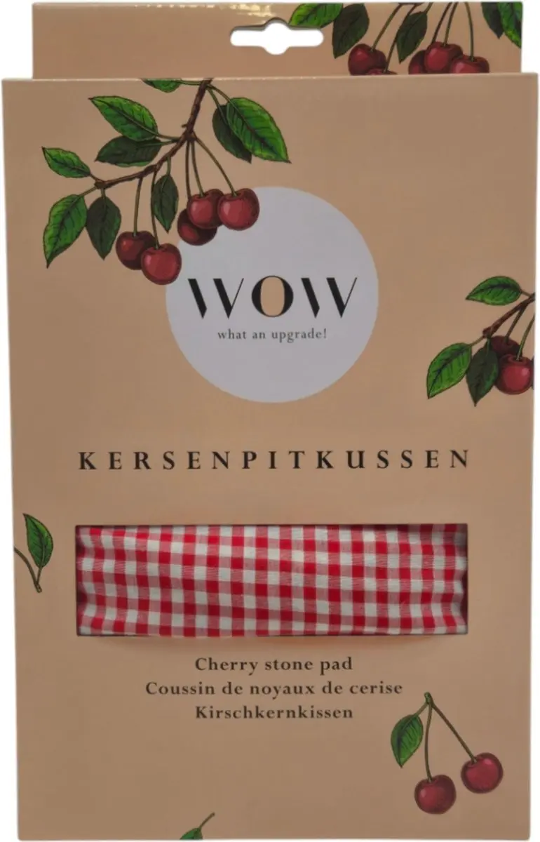 Wow kersenpit kussen 20x30cm rood-wit