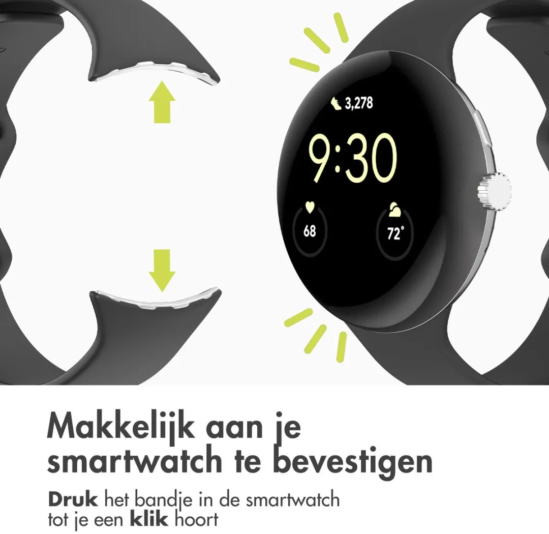 Imoshion Siliconen Bandje Google Pixel Watch 3/4 45mm - Maat S - Zwart