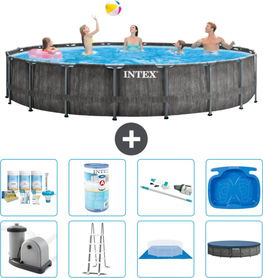Intex Rond Prism Frame Zwembad 549x122cm - Grijs