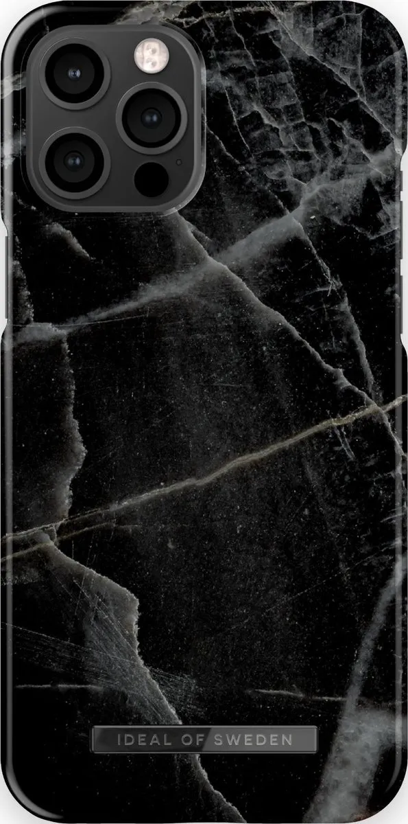 iDeal of Sweden iPhone 12 Pro Max Hoesje Black Thunder Marble