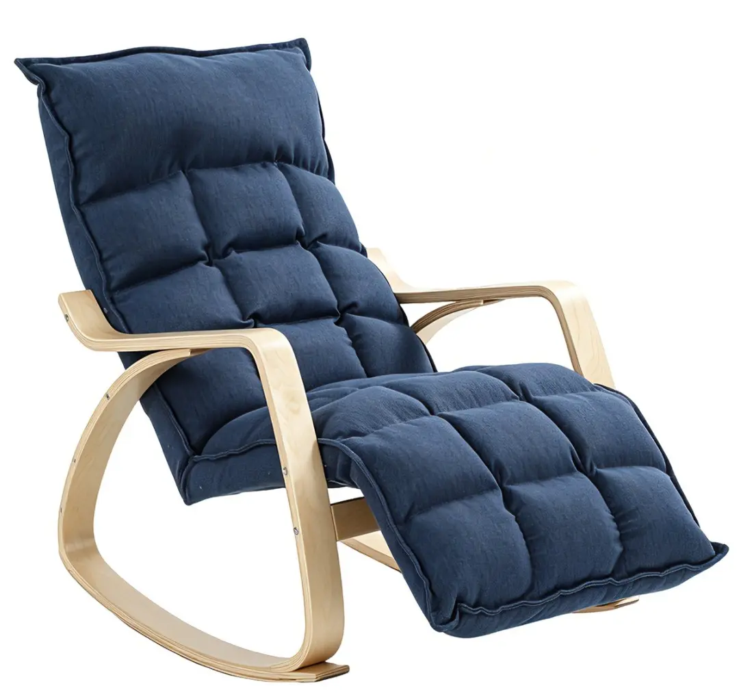 HOMCOM Rocking Chair-Stoff in Leinenoptik (100 % Polyester)-Dunkelblau