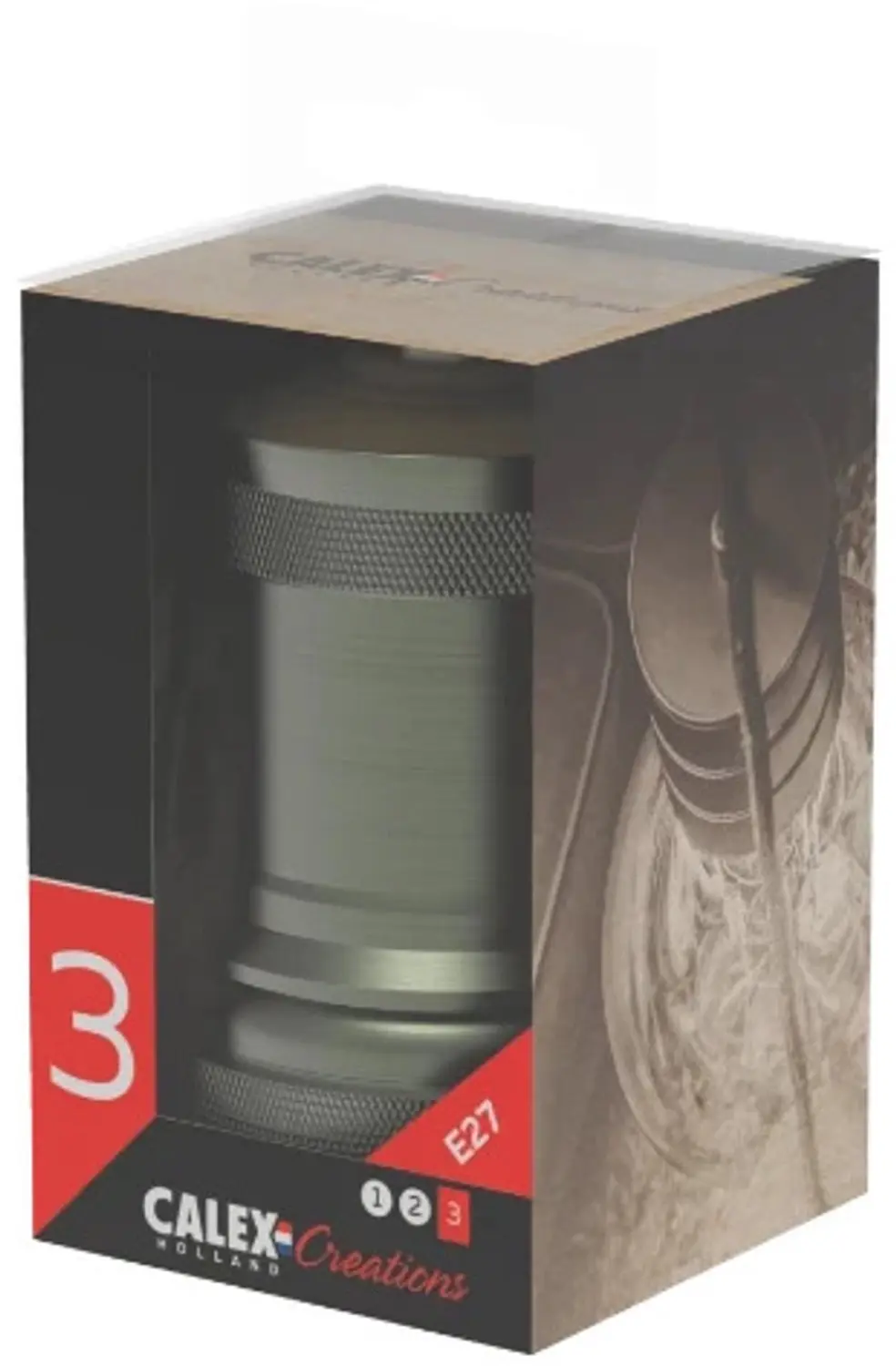 Calex Peak E27 Lamphouder 60W - Mat Brons - 3x - afbeelding 5 van 5