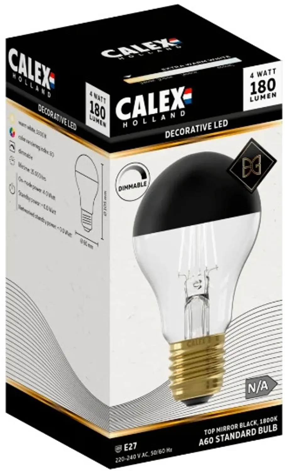 Calex E27 LED Lamp 4W 1800K Dimbaar - Zwart 5x - afbeelding 3 van 3