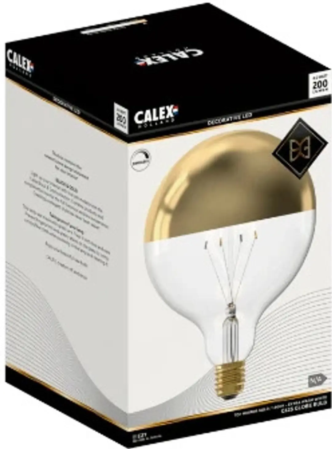 Calex E27 LED Globelamp Goud 4W 1800K - 3x - afbeelding 2 van 3