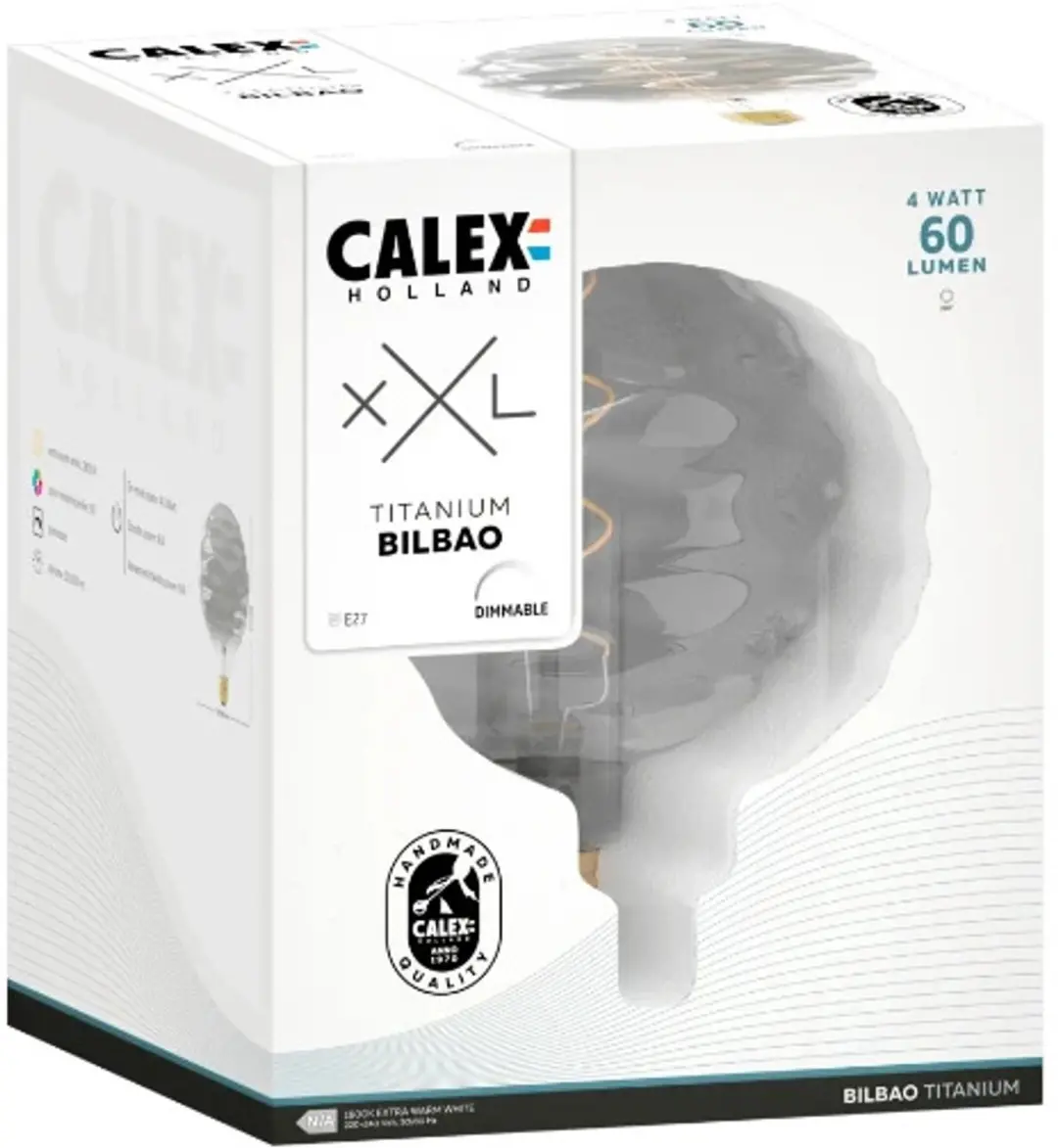 Calex Bilbao Titanium E27 LED Lamp 4W 1800K - 4x - afbeelding 2 van 4
