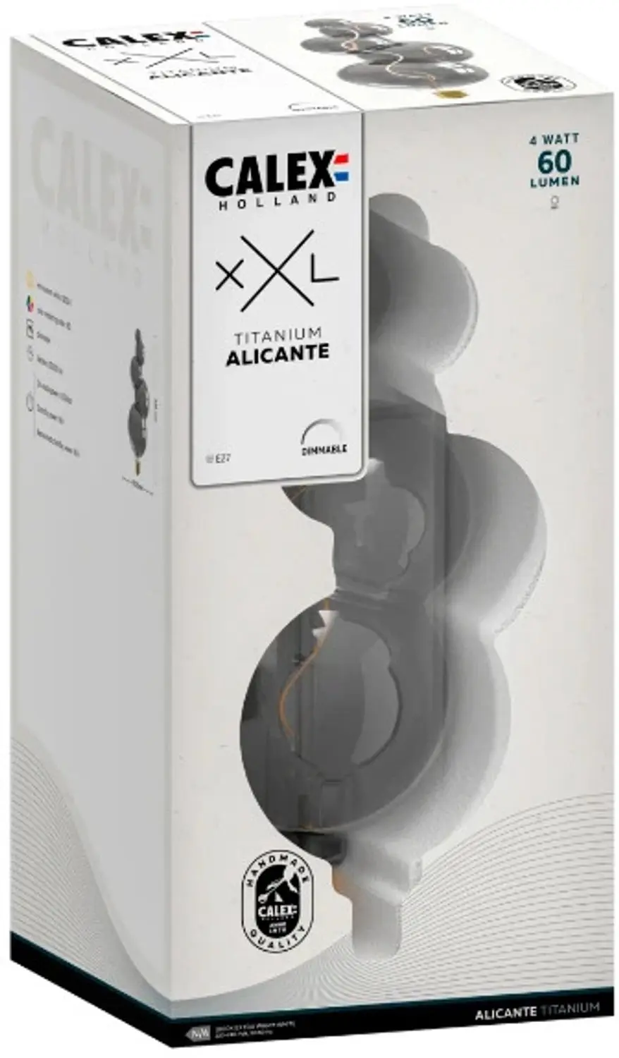 Calex Alicante Titanium E27 LED Lamp - 4W 1800K - 6x - afbeelding 2 van 3