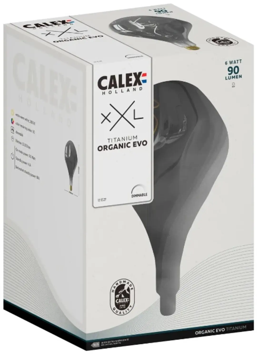 Calex E27 LED Lamp Organic Evo Titanium 6W 1800K