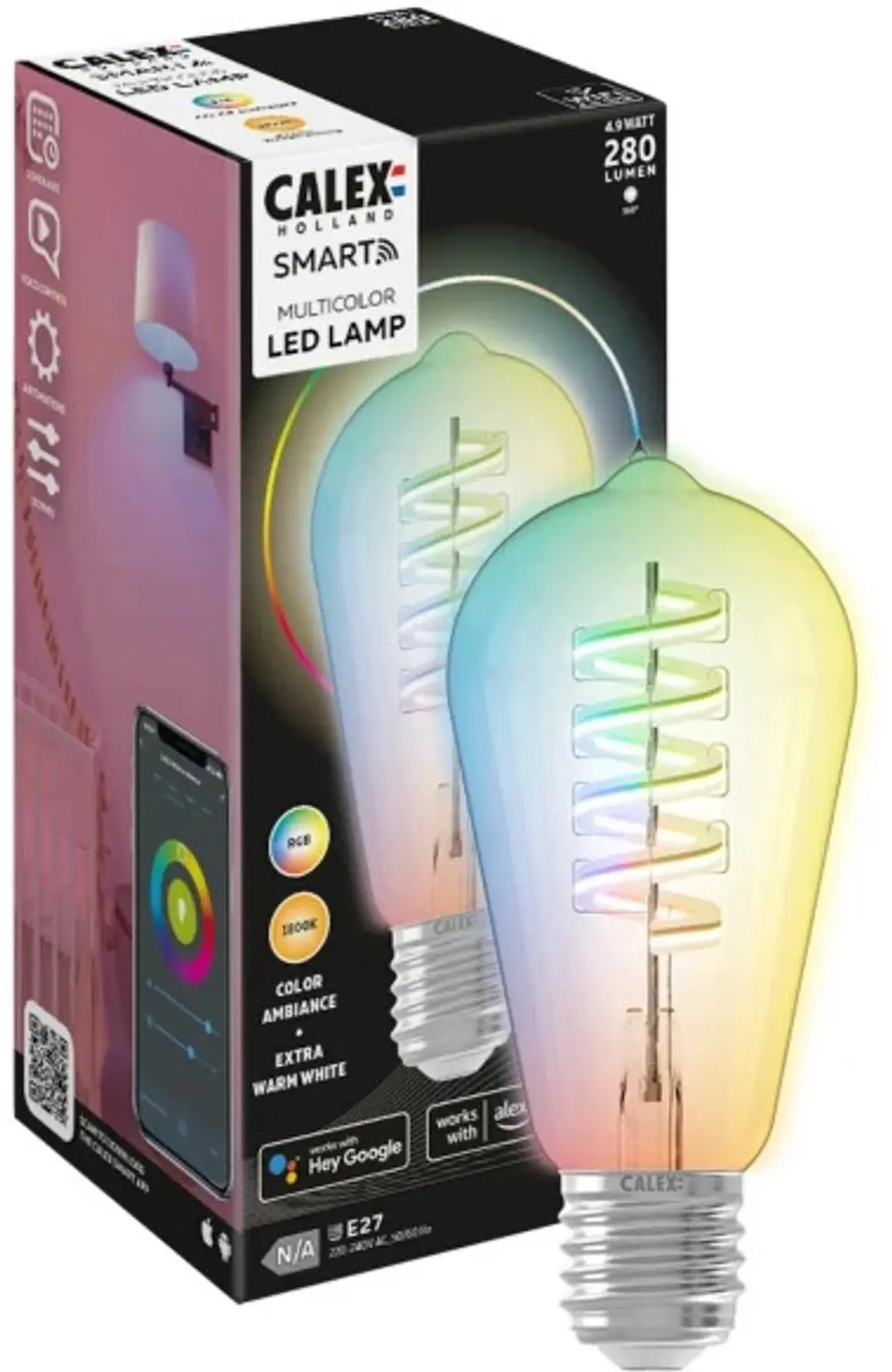 Calex Smart Rustiek ST64 Helder Flex Filament E27 - 4,9W - 5x - afbeelding 6 van 6