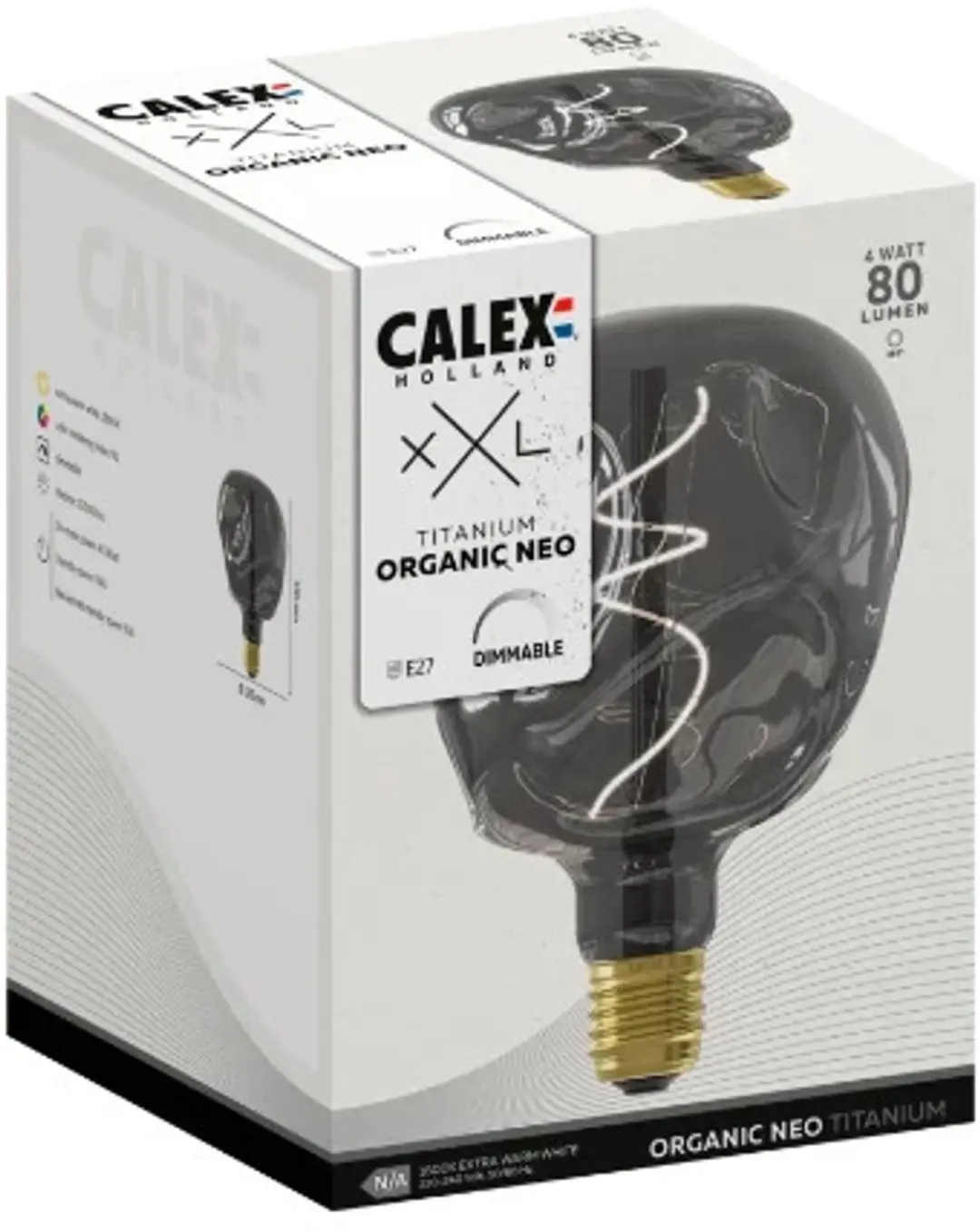 Calex E27 LED Globelamp Organic Neo Titanium 4W