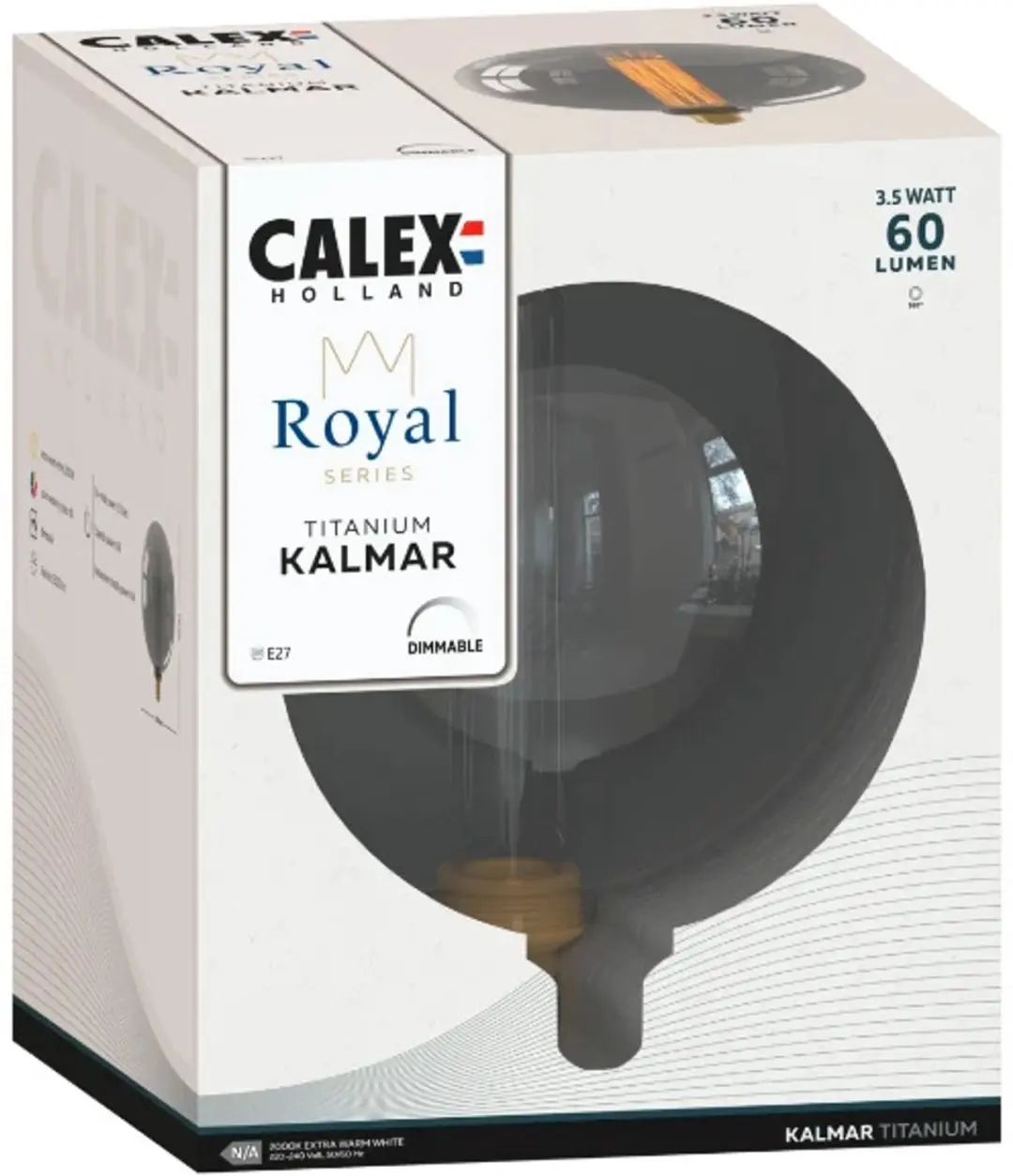 Calex Royal Kalmar Titanium E27 LED Lamp 3.5W - 4x - afbeelding 2 van 3