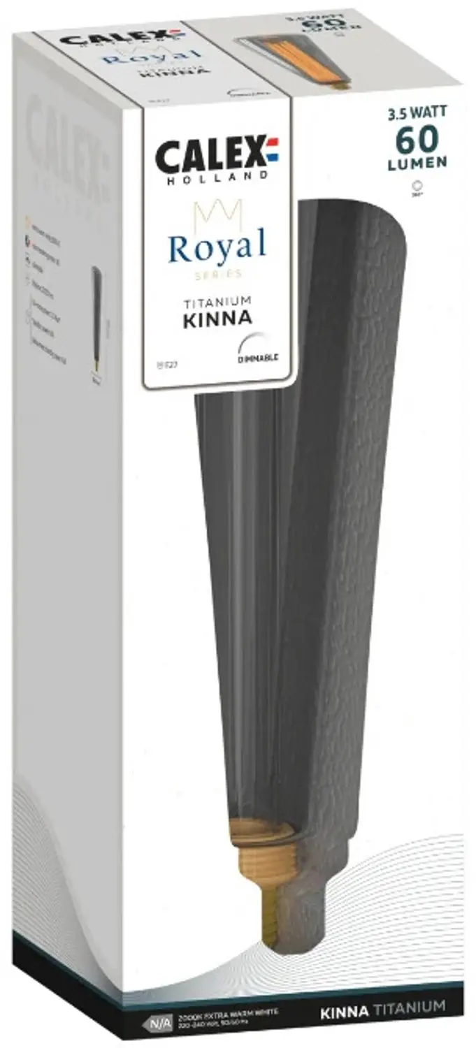 Calex Royal Kinna Titanium E27 LED Lamp - 2000K - 6x - afbeelding 2 van 3