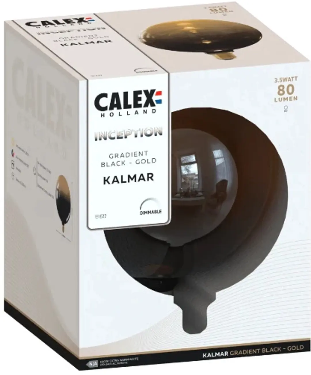 Calex Inception Kalmar E27 LED Lamp 3.5W - Zwart - 4x - afbeelding 3 van 4