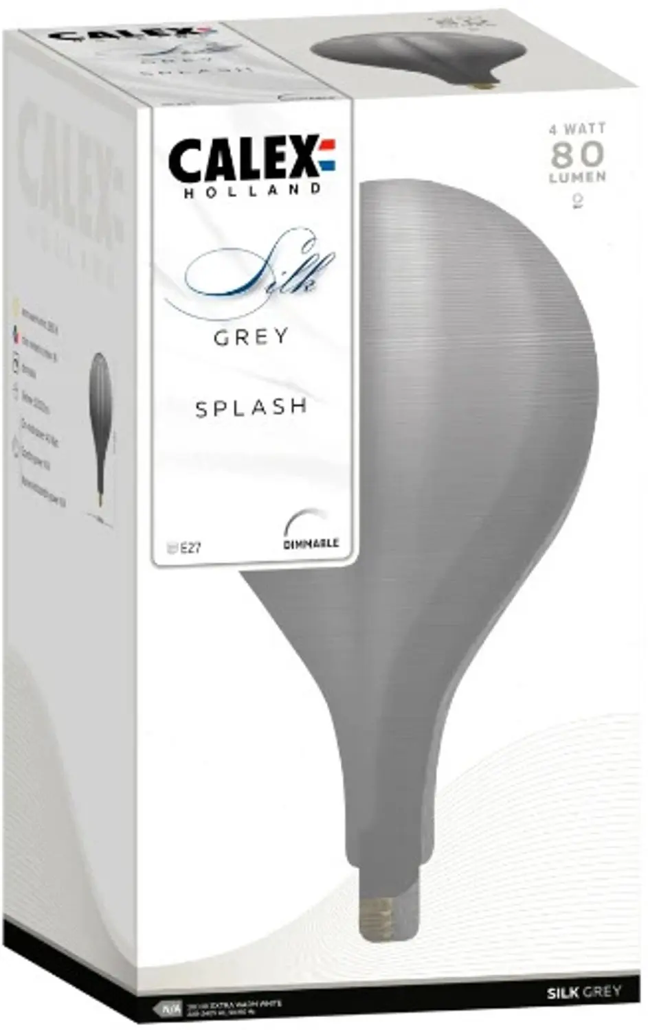 Calex Silk Splash E27 LED Lamp - 4W 1800K - Grijs - 4x - afbeelding 2 van 4