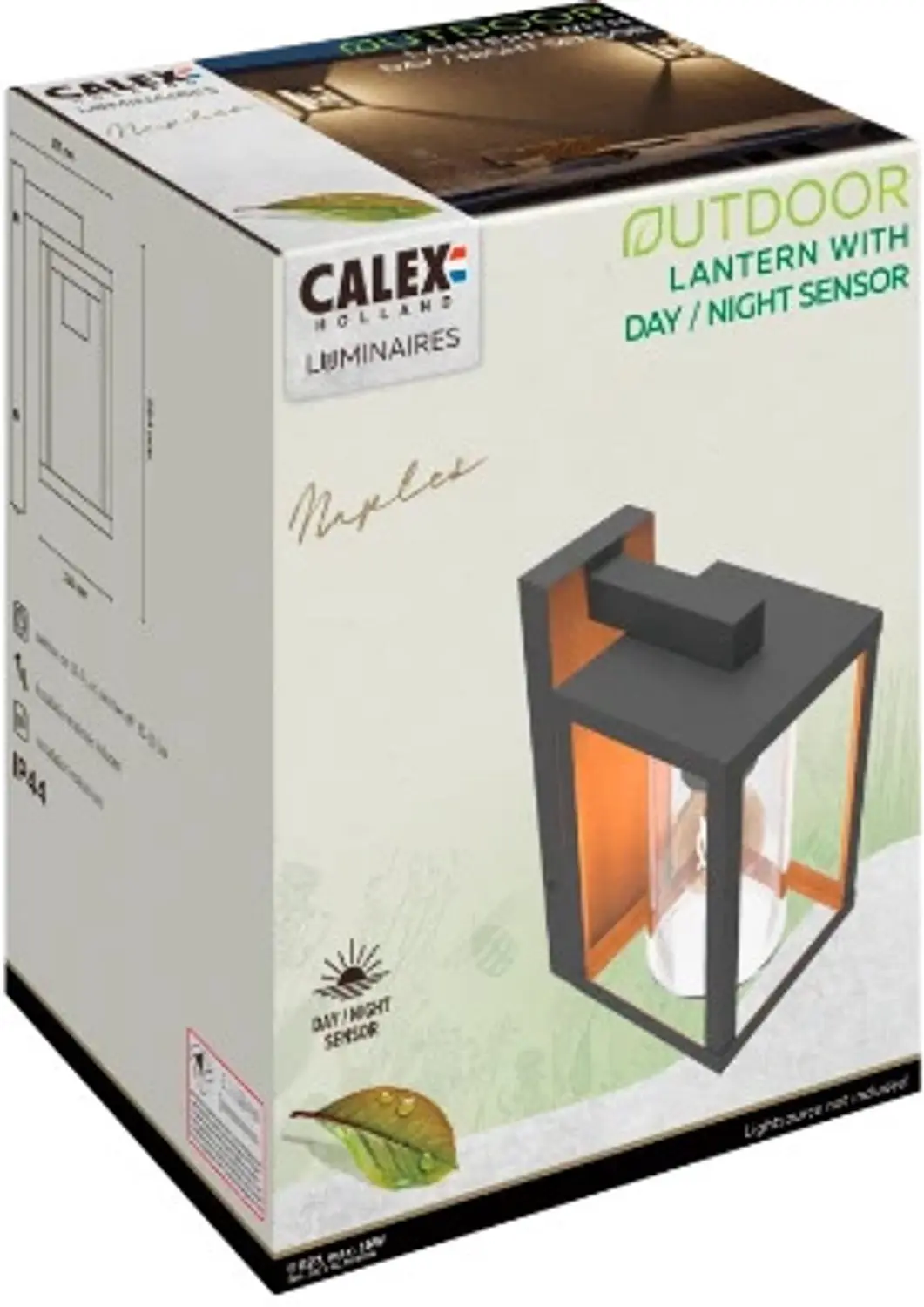 Calex Naples Buiten Wandlamp E27 IP44 - 2x - Zwart - afbeelding 3 van 3