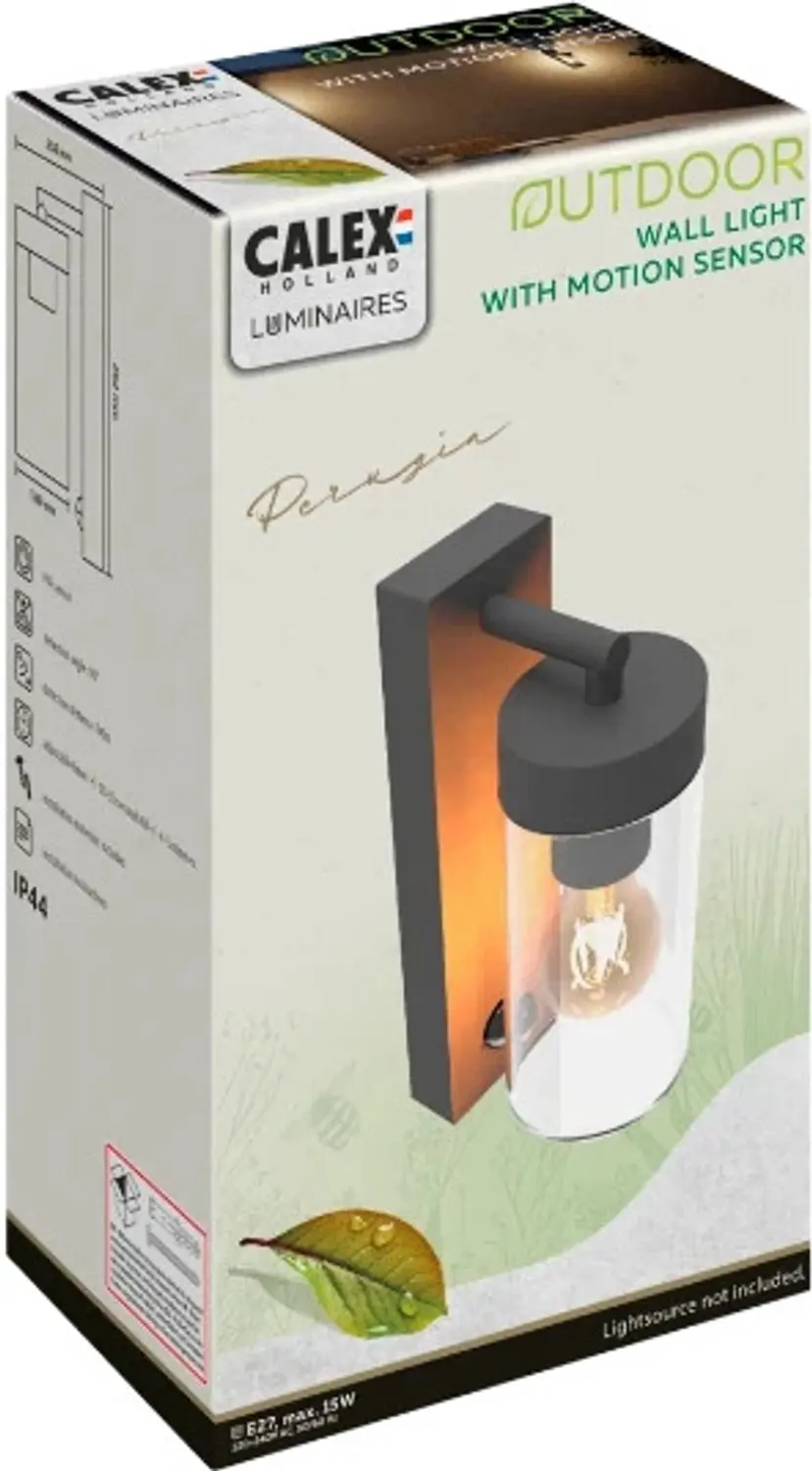 Calex Perugia Buitenwandlamp E27 - IP44 - Zwart - afbeelding 4 van 4