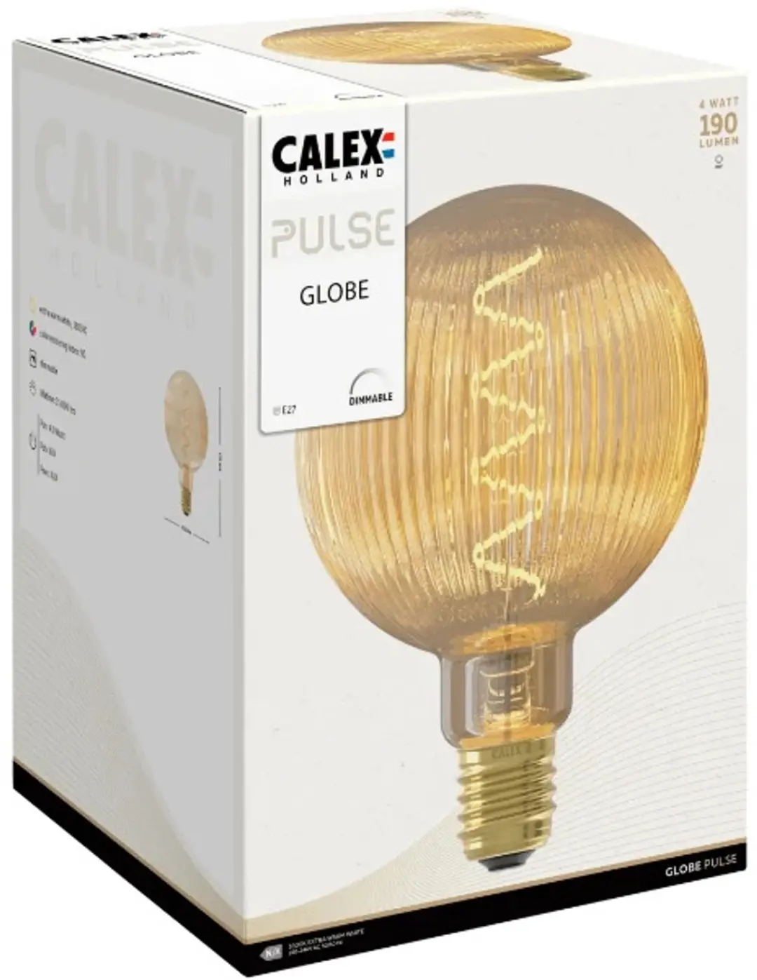 Calex Pulse M Nantes Goud E27 LED Globelamp 4W - 3x - afbeelding 2 van 2