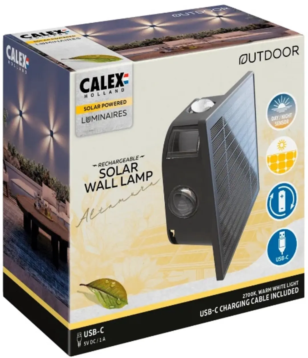 Calex Altamura Buiten Wandlamp 0.6W - 4x - Zwart - afbeelding 2 van 2
