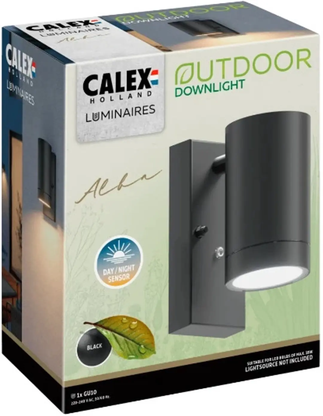 Calex Alba Buiten Wandlamp IP44 - Zwart - 4x - afbeelding 5 van 6