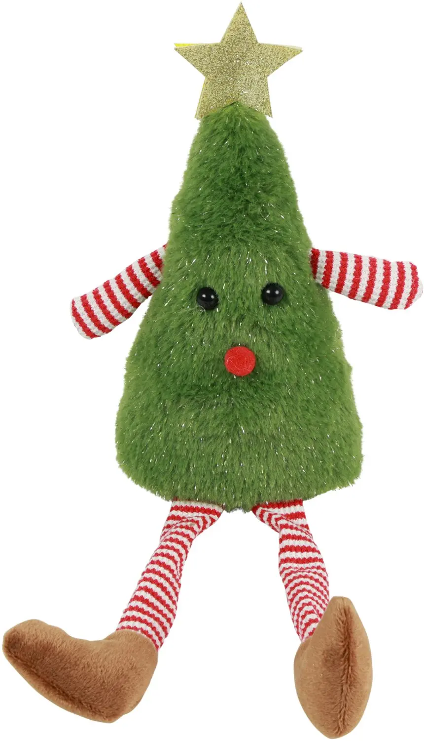 Kerstboom mannetje knuffel deco bungelbeentjes Todal groen 13x10x22cm