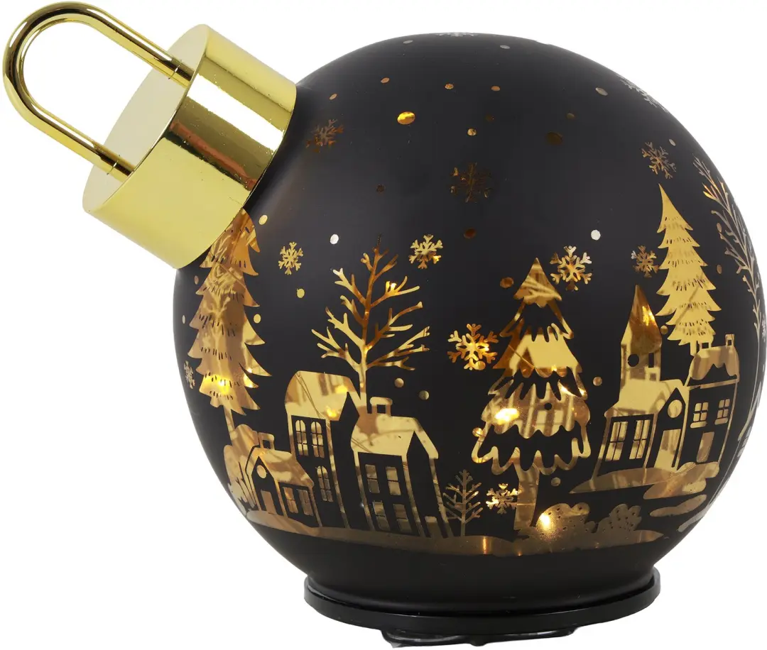 Roterende Kerstbal Zwart LED Jary L 18x18x19.5cm